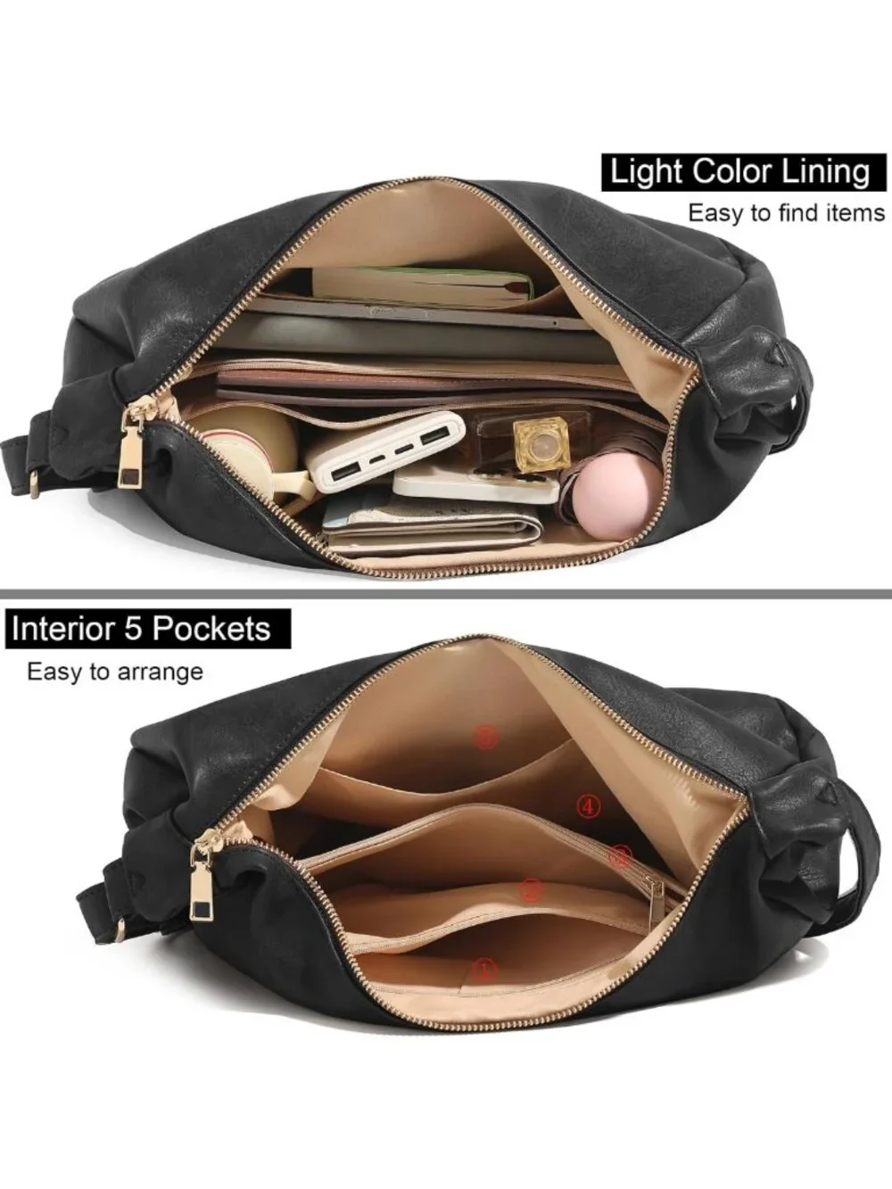 Stylish Foldable Hobo Bag for Women - Versatile Shoulder & Crossbody Handbag